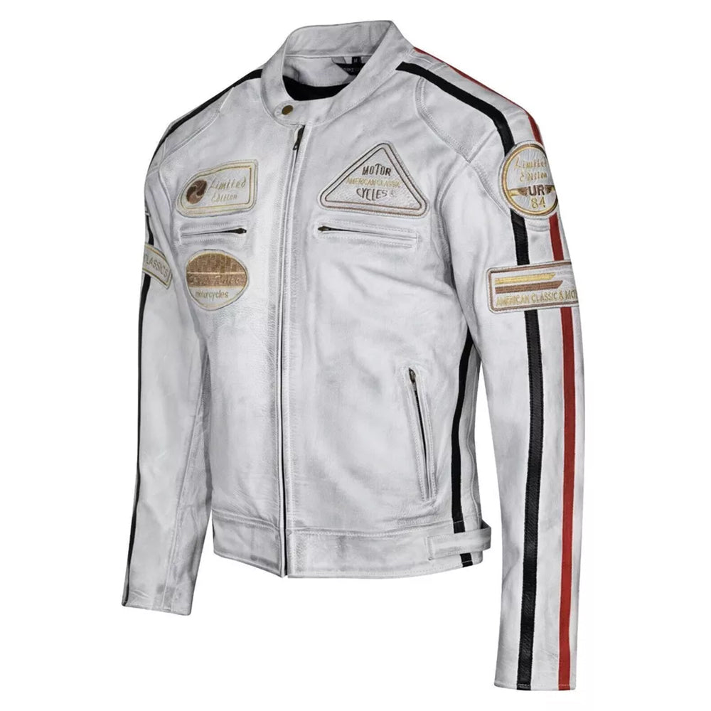 Giacca Giubbotto da Moto in vera pelle Uomo Cafe Racer Vintage Custom