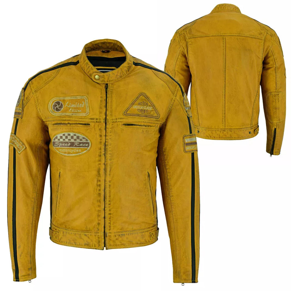 Giacca Giubbotto da Moto in vera pelle Uomo Cafe Racer Vintage Custom