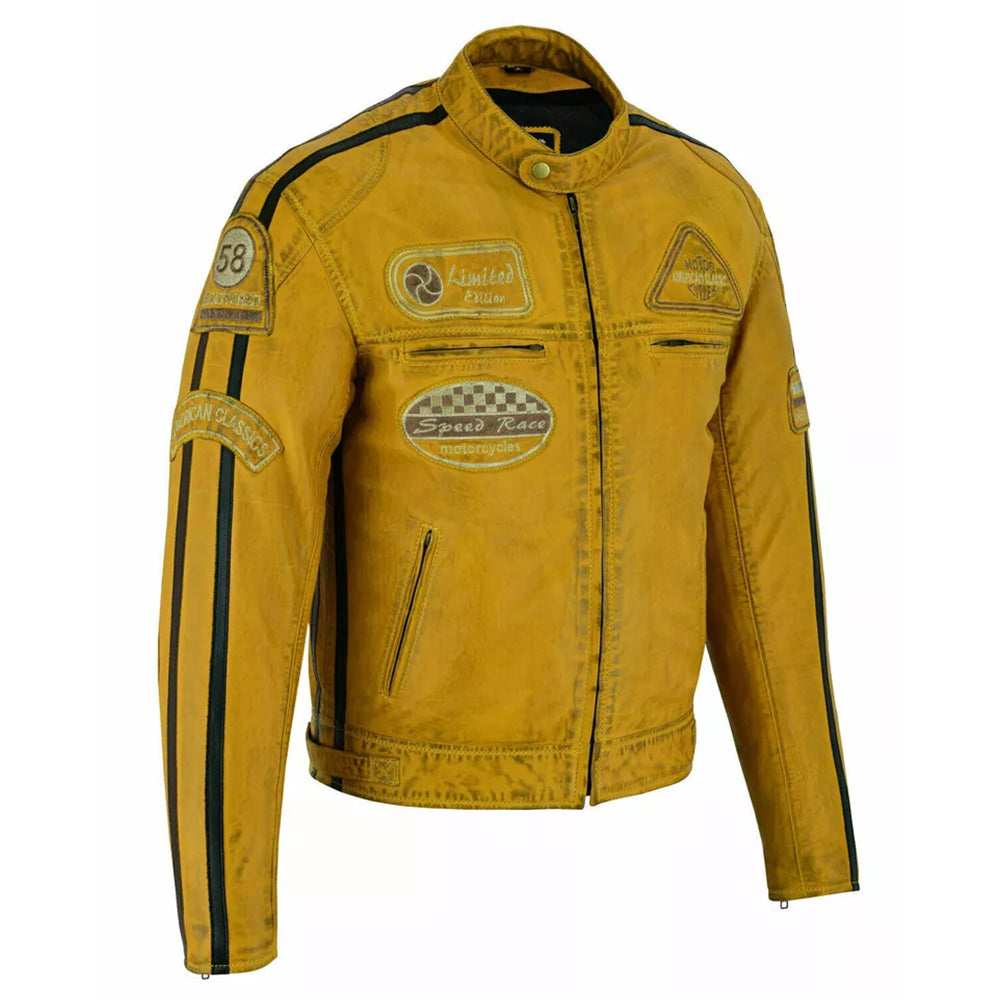 Giacca Giubbotto da Moto in vera pelle Uomo Cafe Racer Vintage Custom