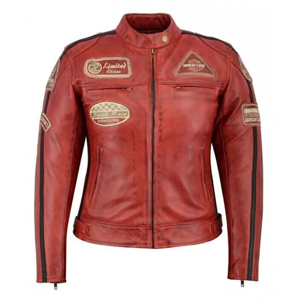 Giacca Giubbotto da Moto in vera pelle Uomo Cafe Racer Vintage Custom