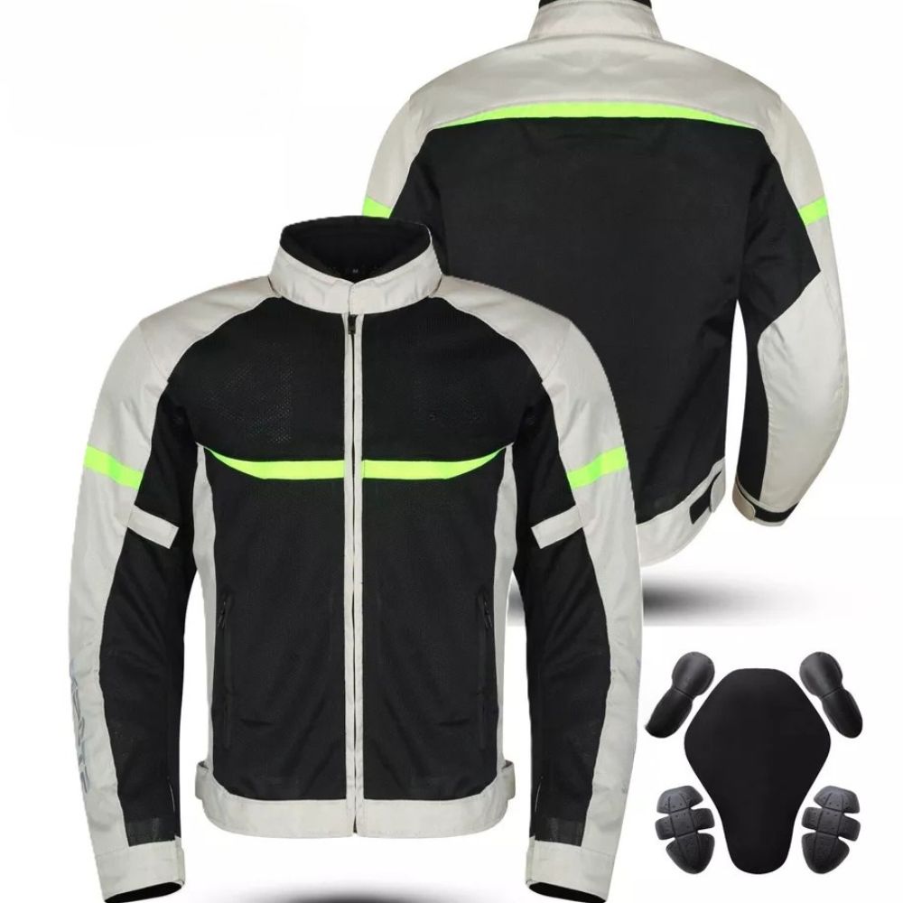 Giacca Moto estiva da Uomo protezioni Omologate Cordura Tessuto Mesh Traspirante