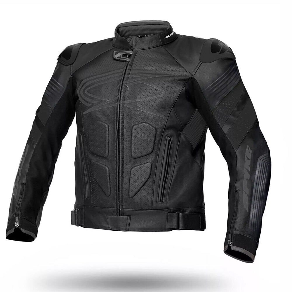 Giacca da moto in pelle racing sportiva con gobba protettiva da corsa