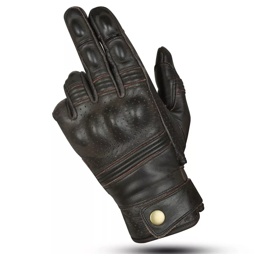 Guanti Moto In Pelle Con Protezioni CAFE RACER Chopper Custom Wax Brown Touch