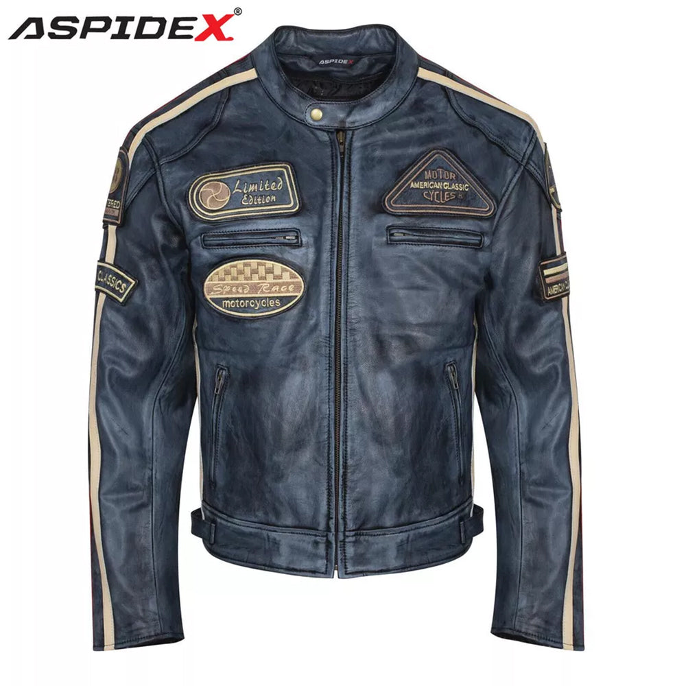 Giacca Giubbotto da Moto in vera pelle Uomo Cafe Racer Vintage Custom