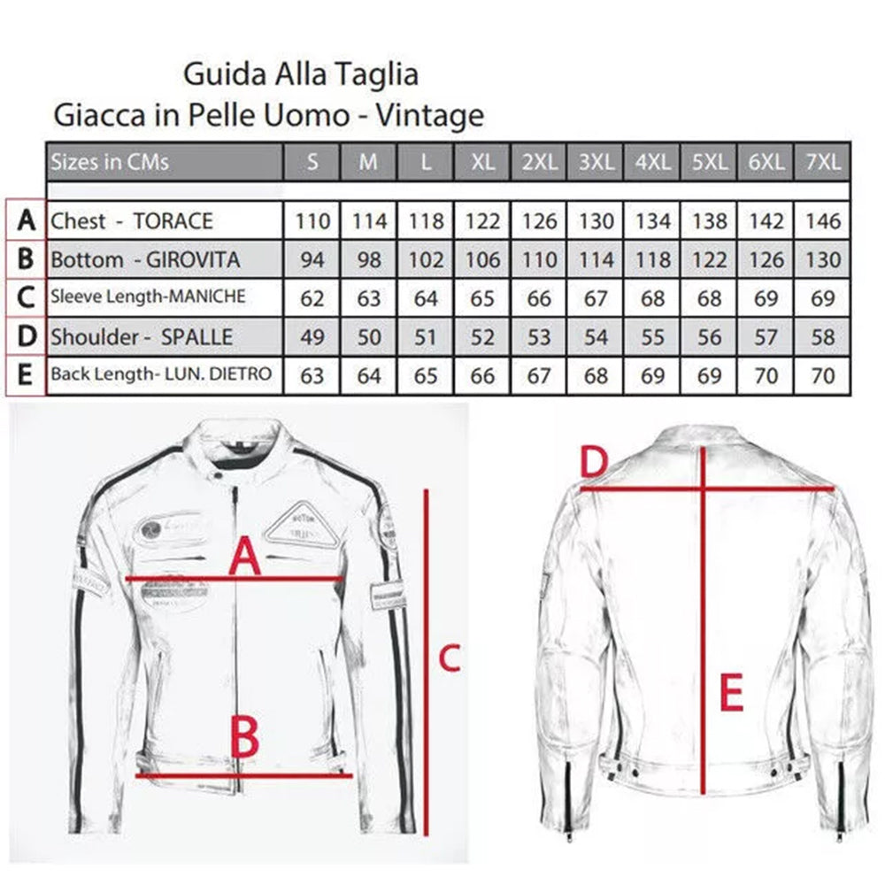 Giacca Giubbotto da Moto in vera pelle Uomo Cafe Racer Vintage Custom
