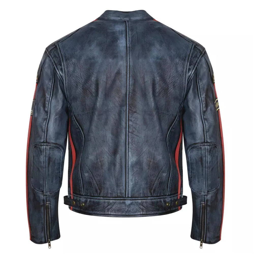 Giacca Giubbotto da Moto in vera pelle Uomo Cafe Racer Vintage Custom
