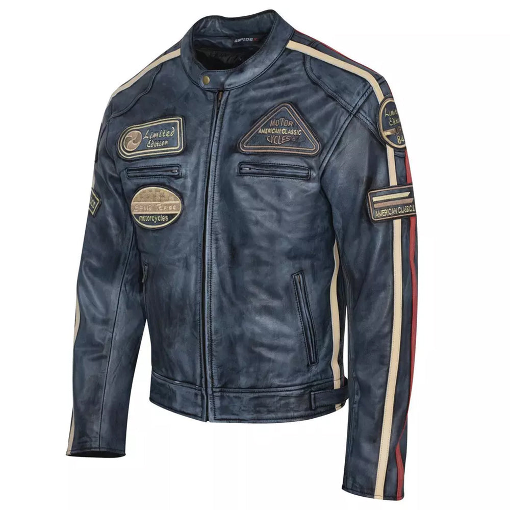 Giacca Giubbotto da Moto in vera pelle Uomo Cafe Racer Vintage Custom