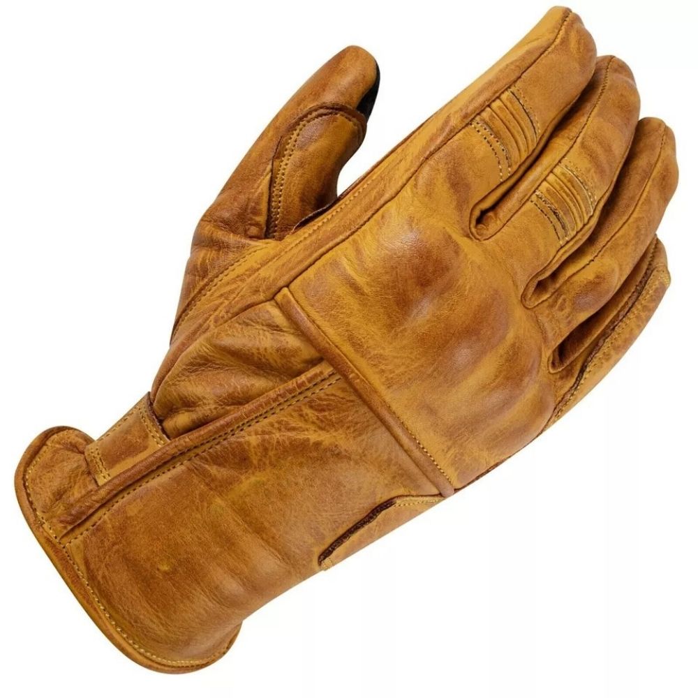 Guanti Moto in Pelle Con Protezioni CAFE RACER Chopper Custom Wax Giallo Touch