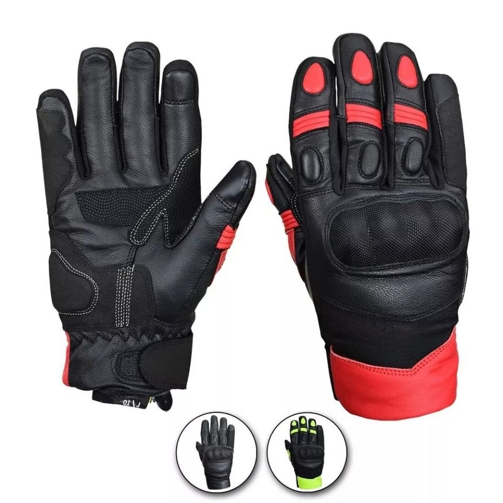 Guanti da moto invernali impermeabili ASPIDEX short in pelle e tessuto da uomo