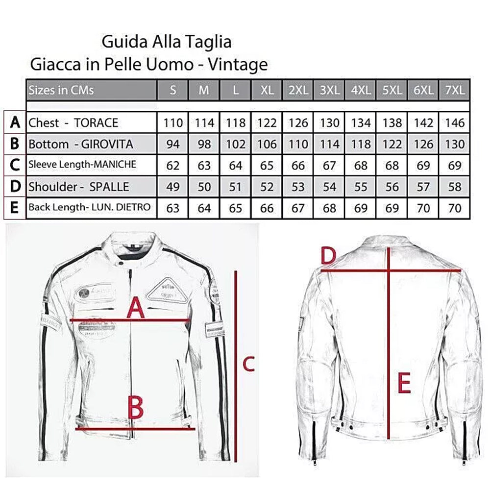 Giacca Giubbotto da Moto in vera pelle Uomo Cafe Racer Vintage Custom