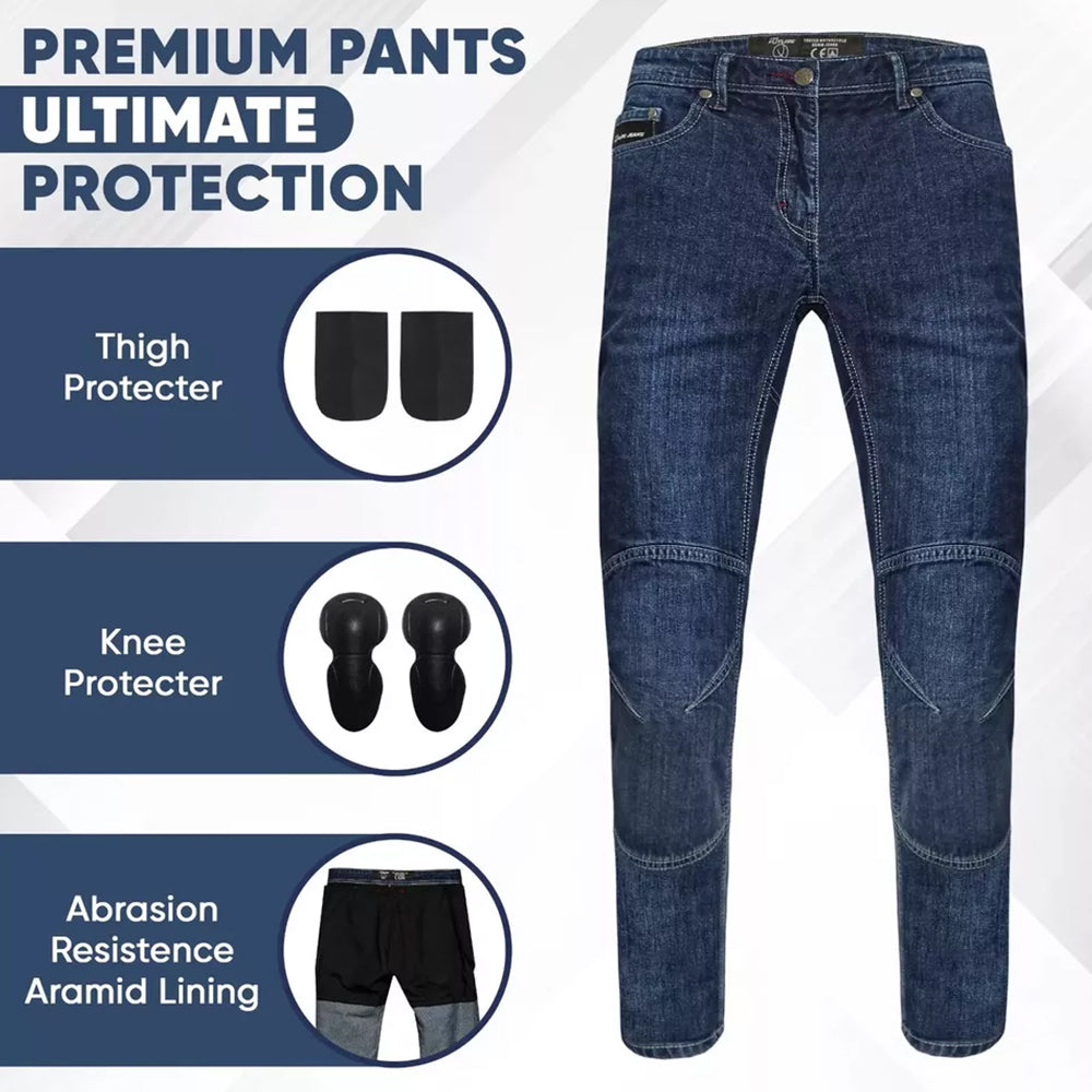 Jeans da moto uomo e donna Pantaloni da moto con protezioni ginocchia e fianchi