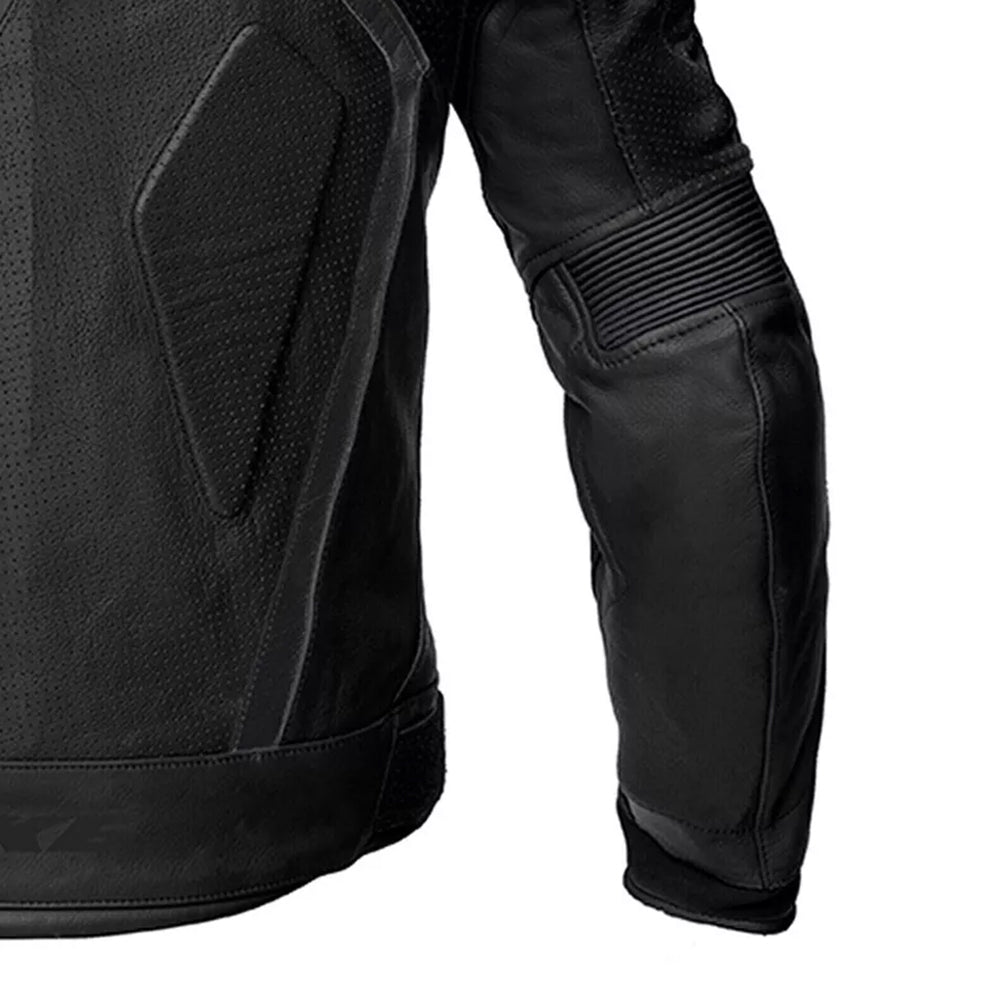 Giacca da moto in pelle racing sportiva con gobba protettiva da corsa