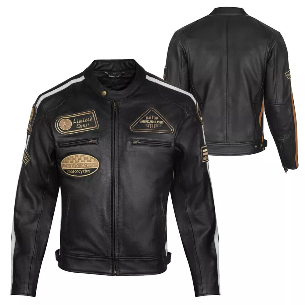 Giacca Giubbotto da Moto in vera pelle Uomo Cafe Racer Vintage Custom