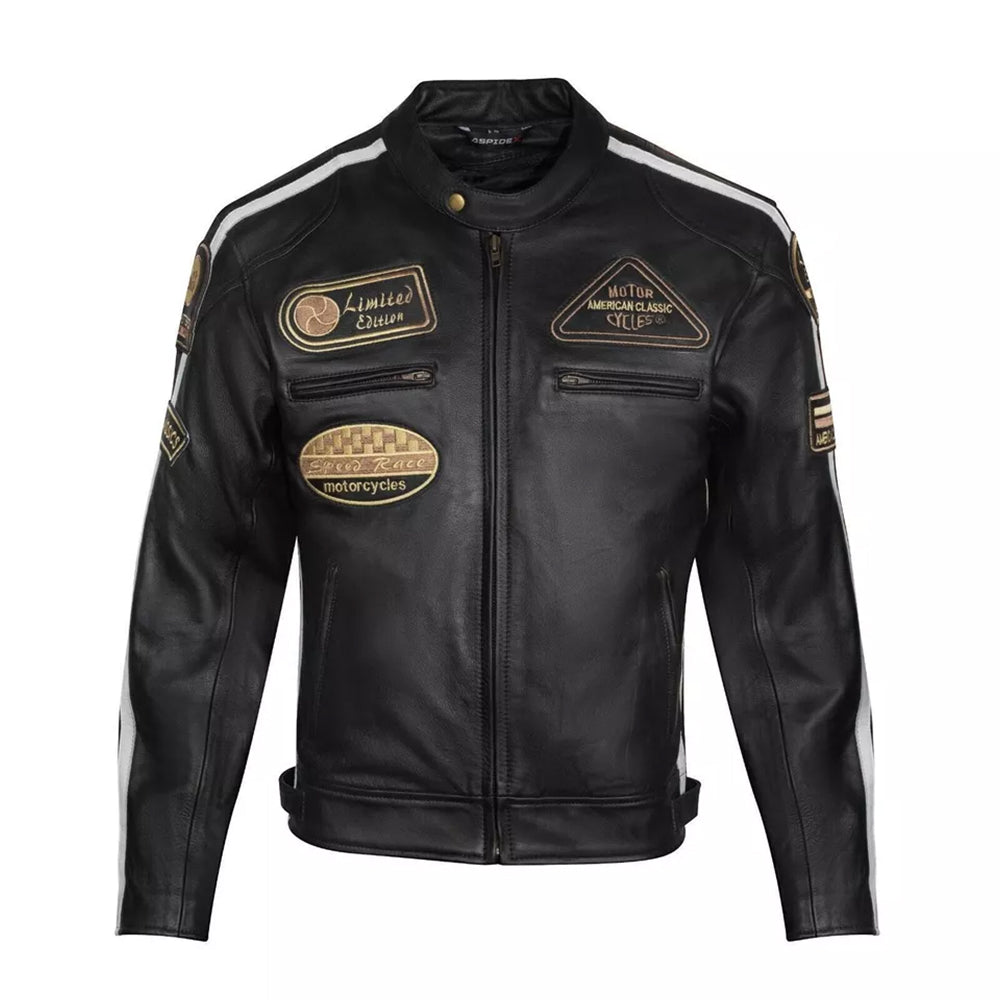 Giacca Giubbotto da Moto in vera pelle Uomo Cafe Racer Vintage Custom
