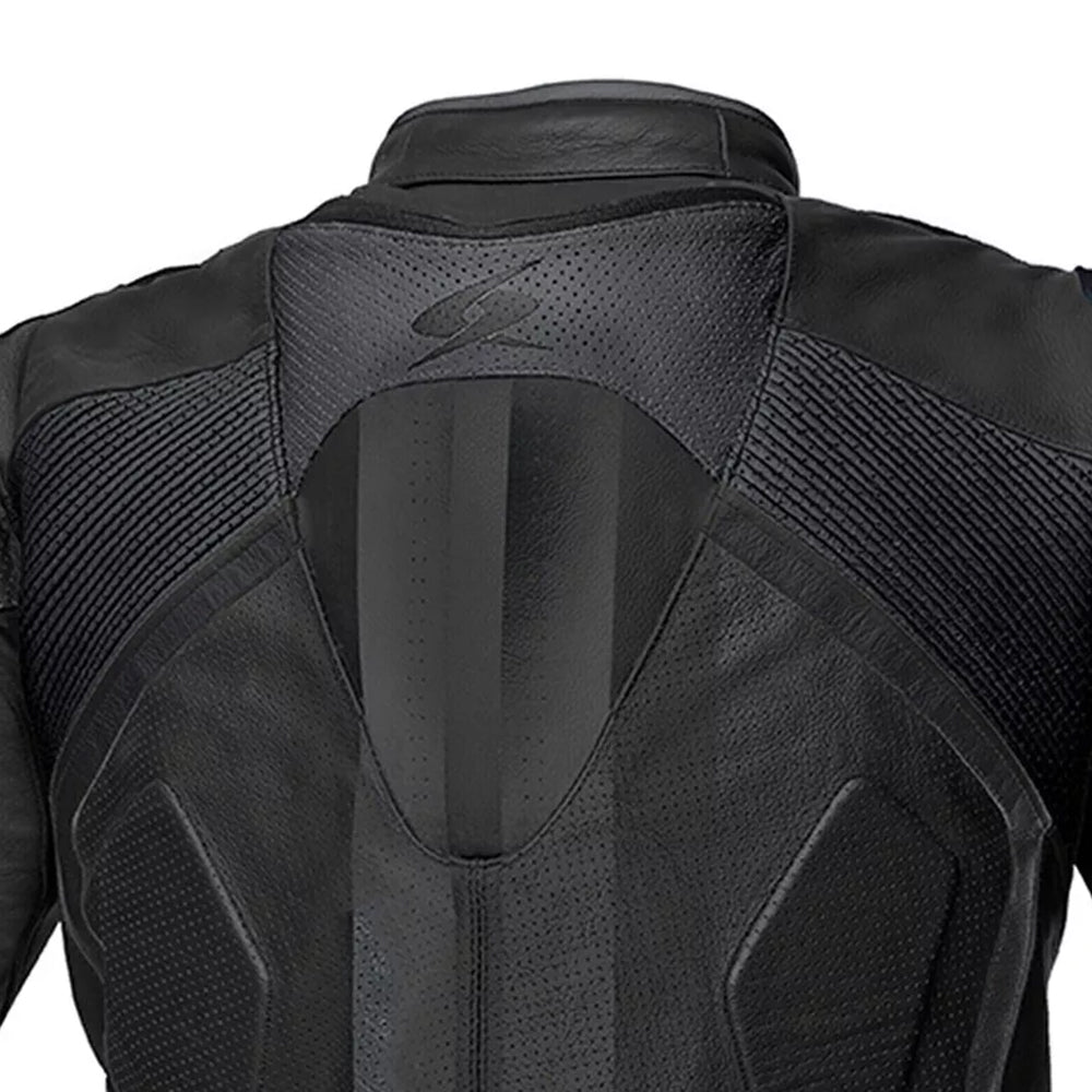 Giacca da moto in pelle racing sportiva con gobba protettiva da corsa