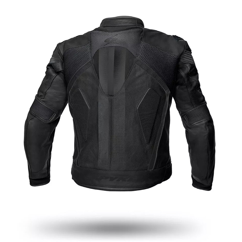 Giacca da moto in pelle racing sportiva con gobba protettiva da corsa