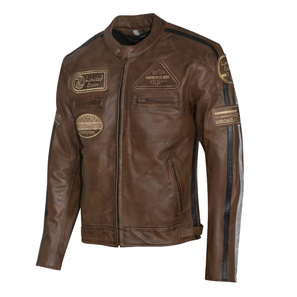 Giacca Giubbotto da Moto in vera pelle Uomo Cafe Racer Vintage Custom
