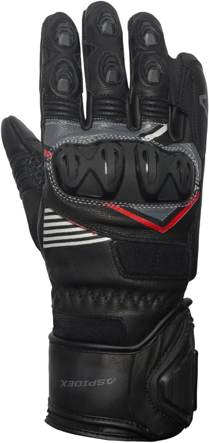 GUANTI DA MOTO IN PELLE RACING NERO ASPIDEX
