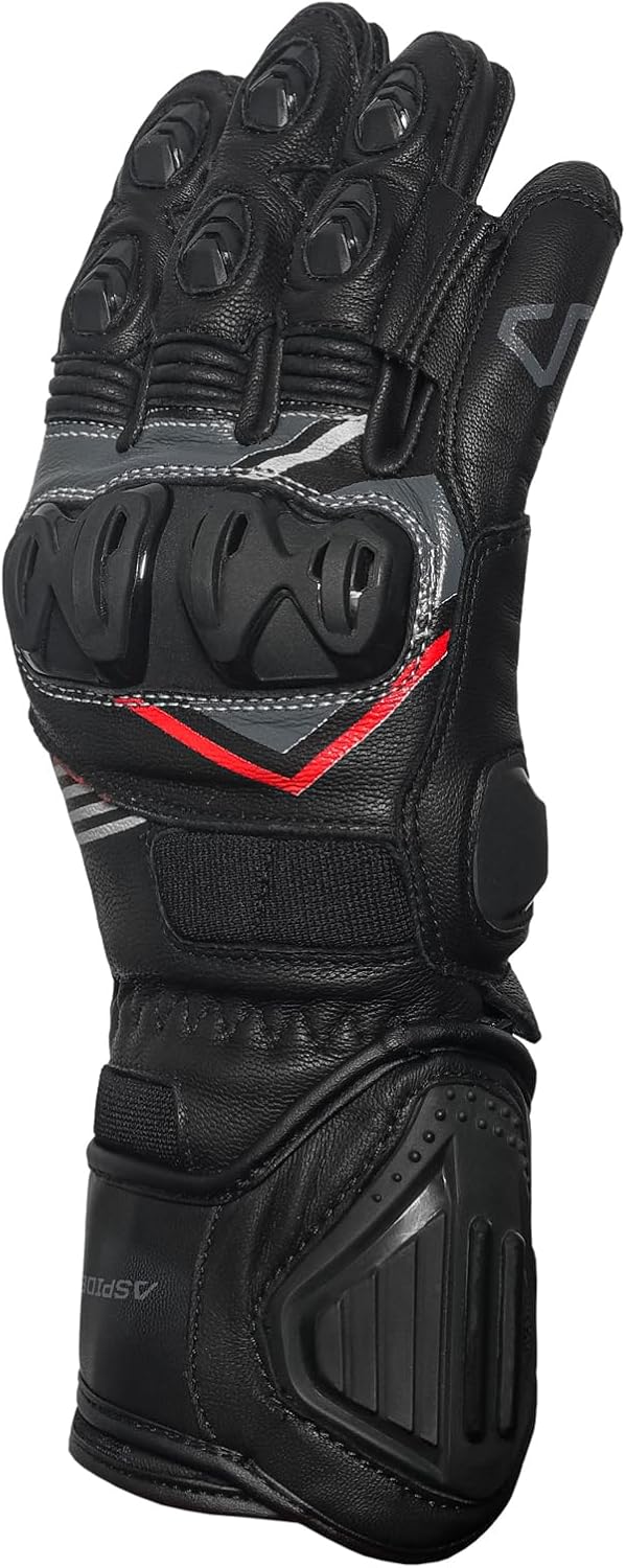GUANTI DA MOTO IN PELLE RACING NERO ASPIDEX