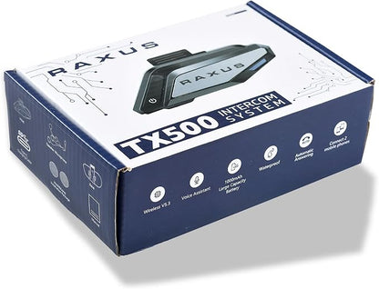 RAXUS Interfono Bluetooth 5.3 Moto per Casco Impermeabile Nero