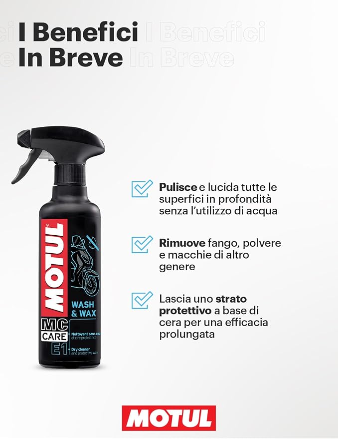 Motul E1 Wash & Wax Detergente Moto Spray 400 ml