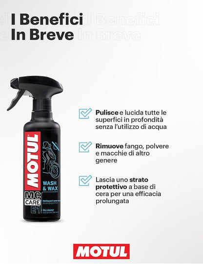 Motul E1 Wash & Wax Detergente Moto Spray 400 ml