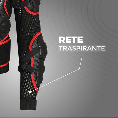 STORM Paraschiena Moto Uomo Donna con Protezioni CE Nero Rosso