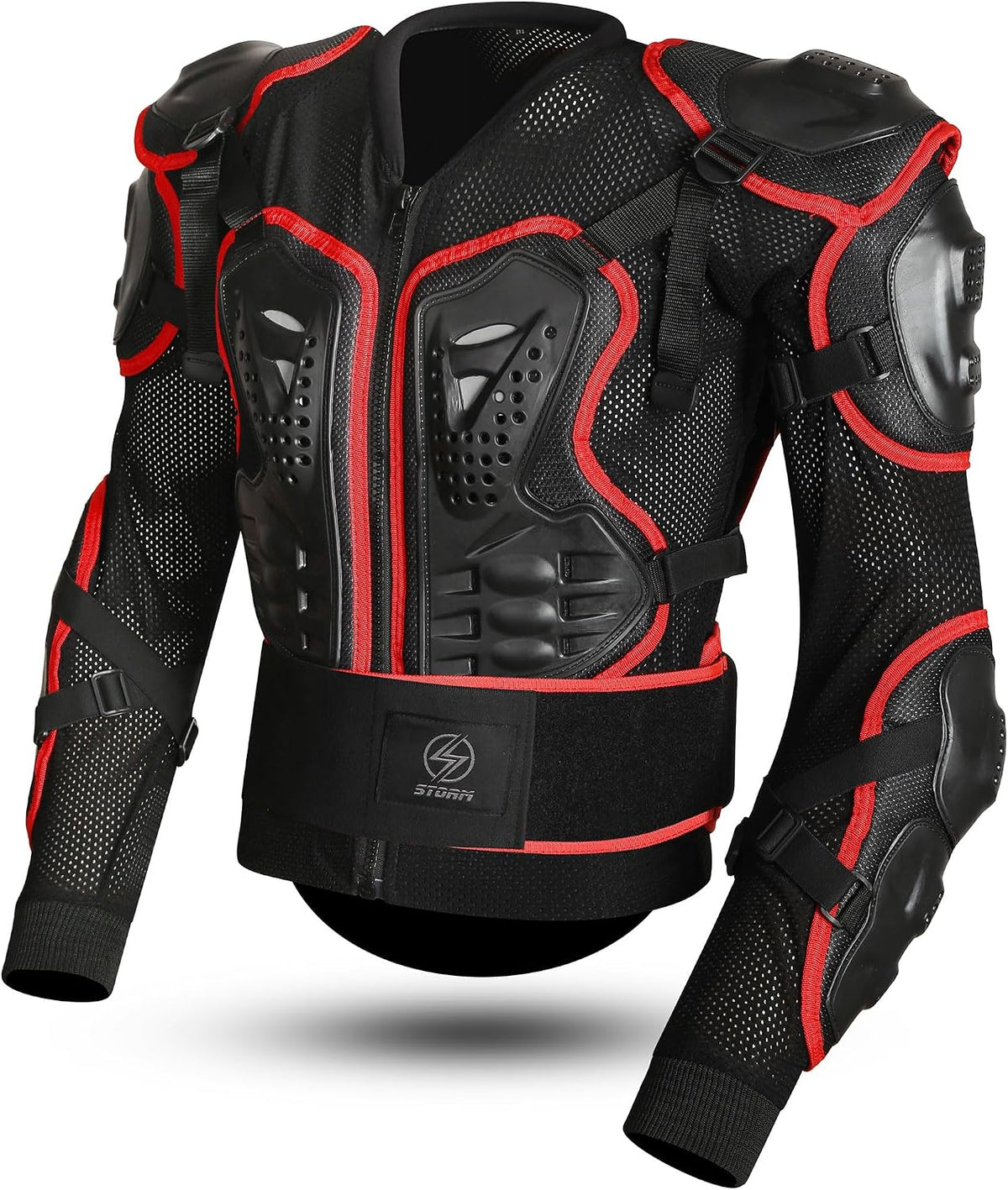 STORM Paraschiena Moto Uomo Donna con Protezioni CE Nero Rosso