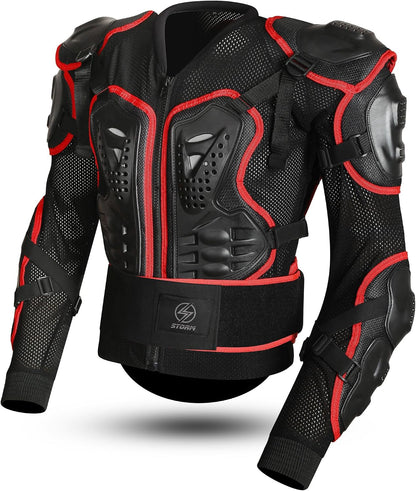 STORM Paraschiena Moto Uomo Donna con Protezioni CE Nero Rosso