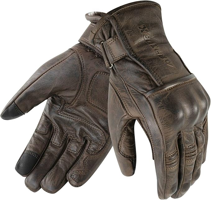 PRO FUTURE Guanti Moto in Pelle Marrone con Protezioni