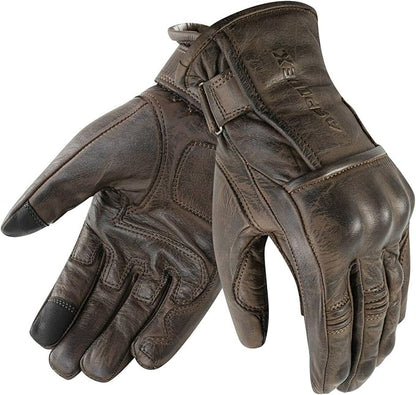 PRO FUTURE Guanti Moto in Pelle Marrone con Protezioni