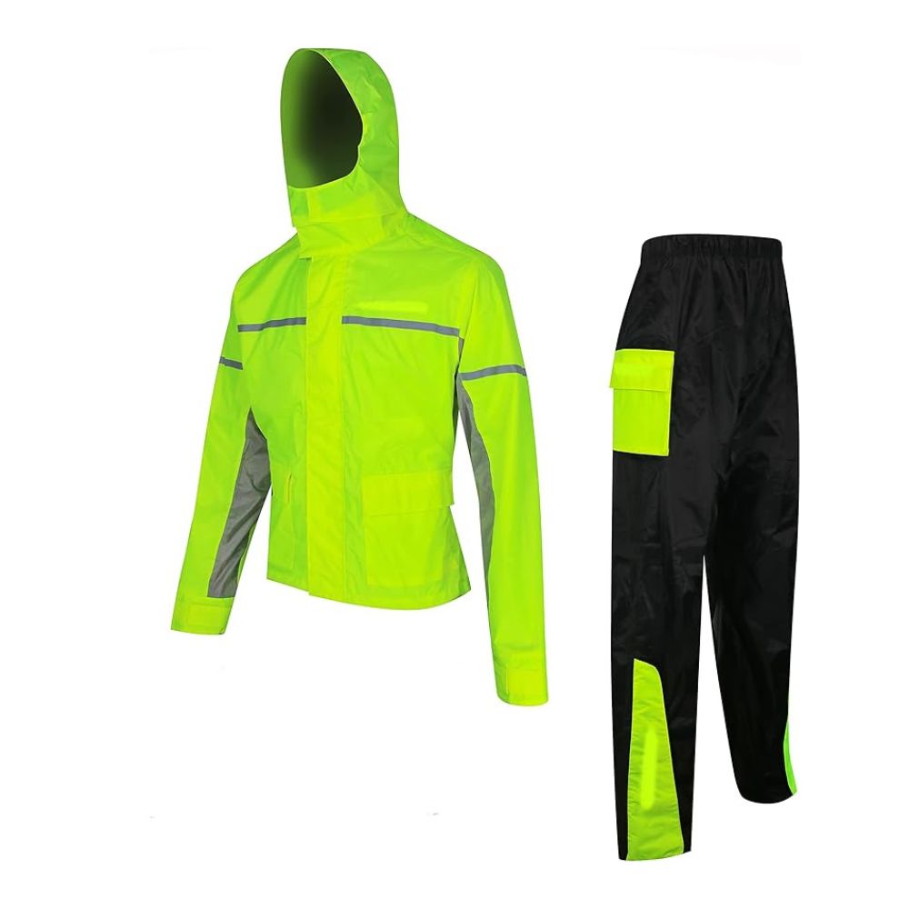 Tuta Antipioggia Kit Completo Impermeabile Moto Scooter Custom Giallo Fluo