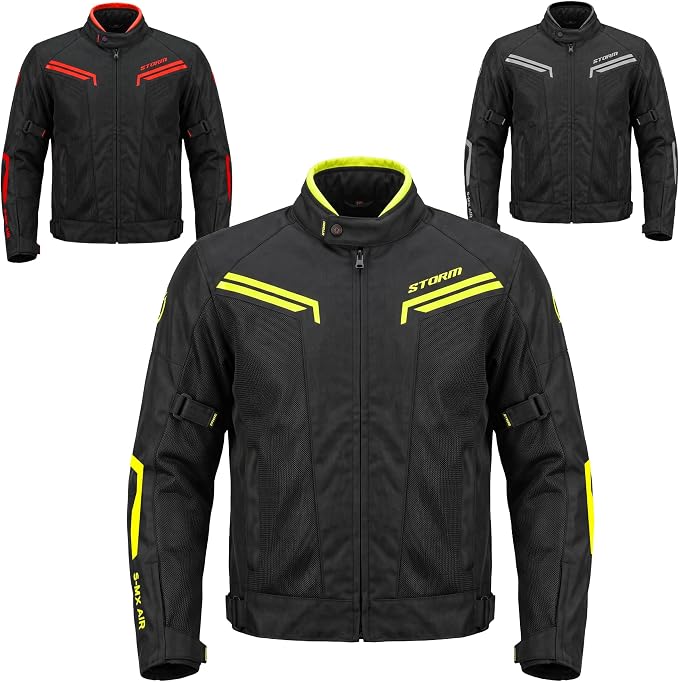 STORM Giacca Moto Uomo 4 Stagioni Nera Grigio Chiaro Impermeabile