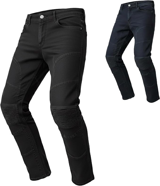 Jeans Moto Donna Nero Blu con Protezioni CE e Kevlar