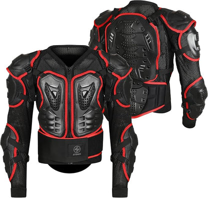 STORM Paraschiena Moto Uomo Donna con Protezioni CE Nero Rosso