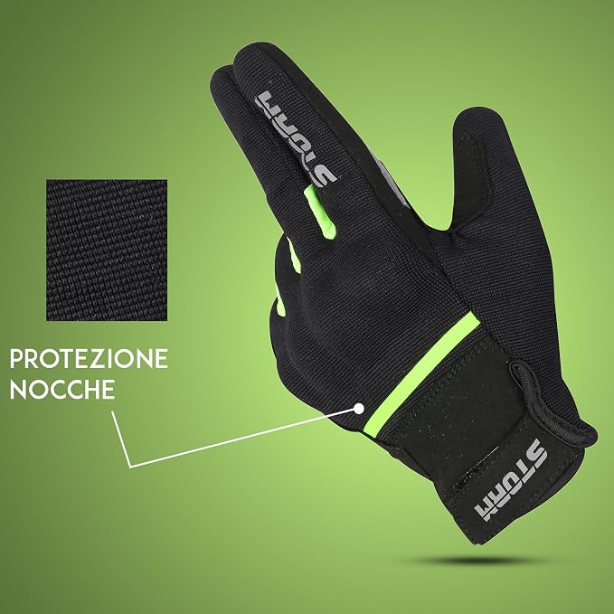 STORM Guanti Moto Estivi Uomo Donna Neri Touchscreen Protettivi
