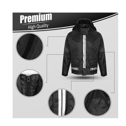 Set Antipioggia Kit 2 pezzi Moto Scooter Impermeabile Nero Giacca e Pantalone