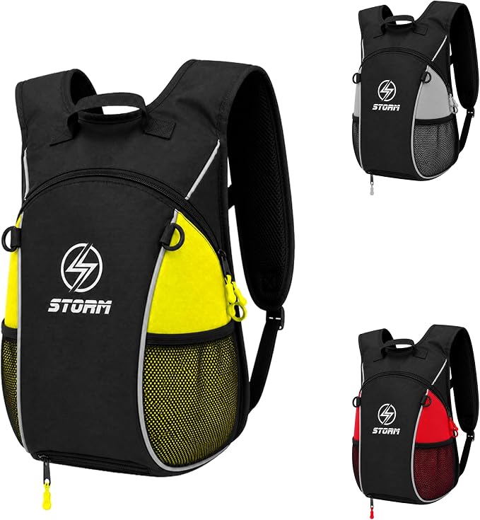 STORM Zaino Moto Nero Verde con Schienale Protettivo e Porta Casco