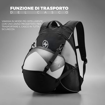 STORM Zaino Moto Nero Verde con Schienale Protettivo e Porta Casco