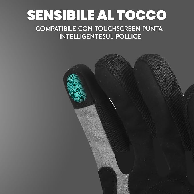 STORM Guanti Moto Estivi Uomo Donna Neri Touchscreen Protettivi