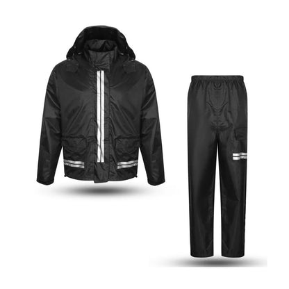 Set Antipioggia Kit 2 pezzi Moto Scooter Impermeabile Nero Giacca e Pantalone