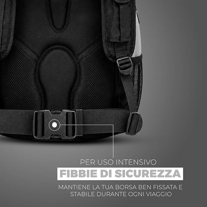 STORM Zaino Moto Nero Verde con Schienale Protettivo e Porta Casco