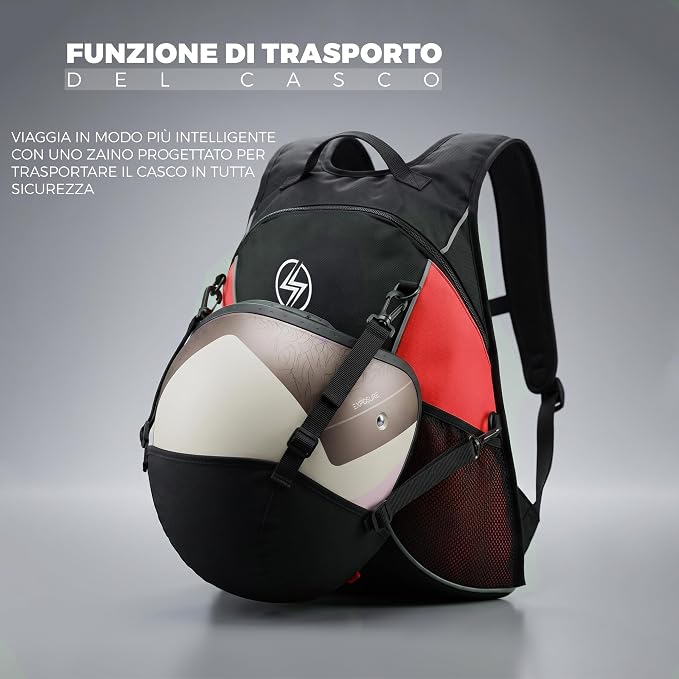 STORM Zaino Moto Nero Verde con Schienale Protettivo e Porta Casco