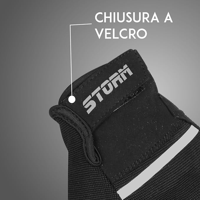 STORM Guanti Moto Estivi Uomo Donna Neri Touchscreen Protettivi