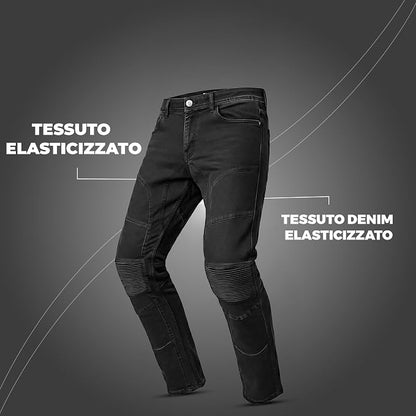 Jeans Moto Donna Nero Blu con Protezioni CE e Kevlar