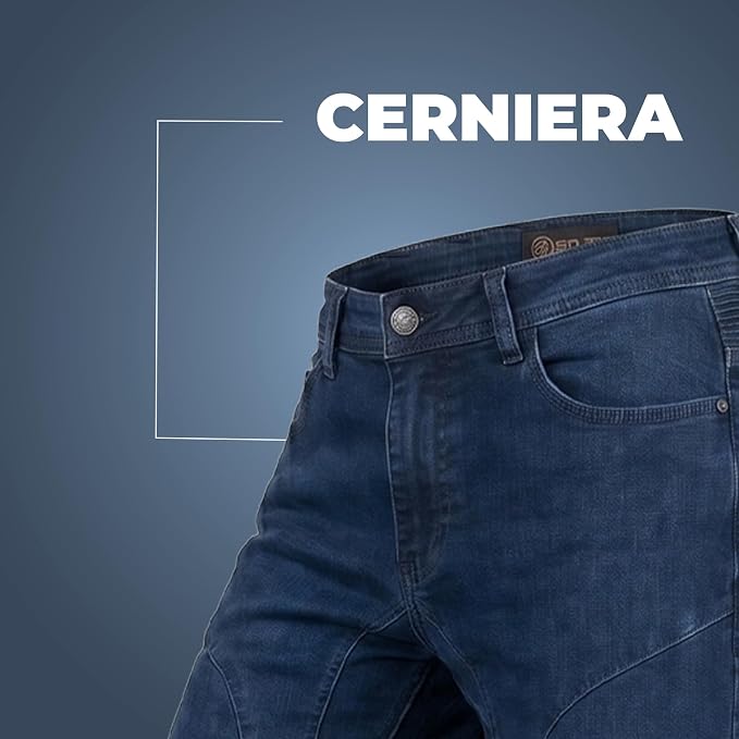 Jeans Moto Donna Nero Blu con Protezioni CE e Kevlar