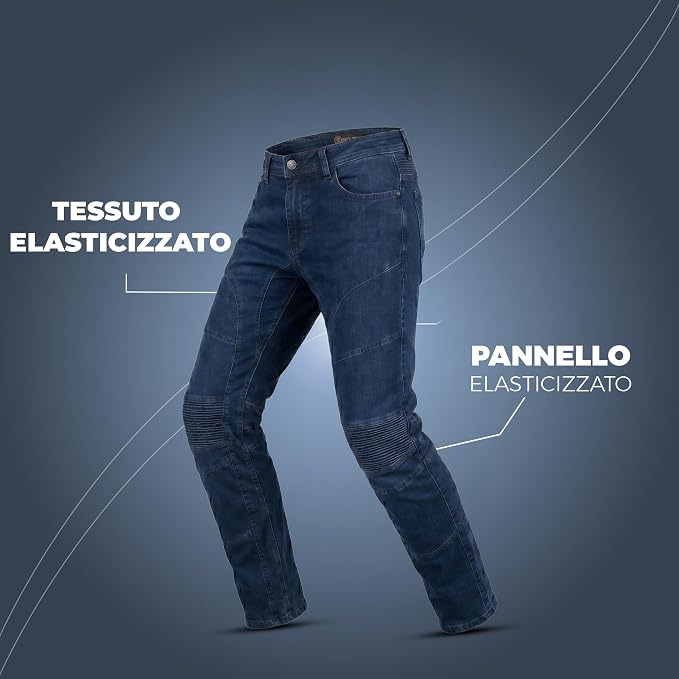 Jeans Moto Donna Nero Blu con Protezioni CE e Kevlar
