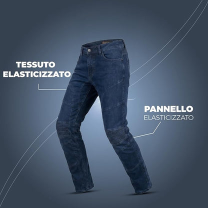 Jeans Moto Donna Nero Blu con Protezioni CE e Kevlar