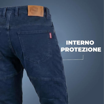 Jeans Moto Donna Nero Blu con Protezioni CE e Kevlar