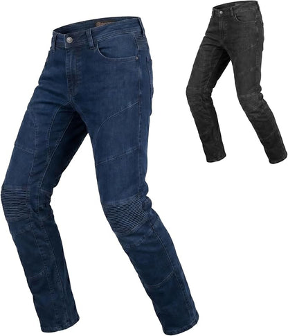 Jeans Moto Donna Nero Blu con Protezioni CE e Kevlar